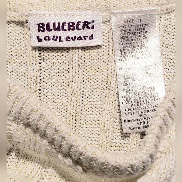 Blueberi Boulevard Cream Sparkly Cute Dress Girl's Size 4 Party Ruffle Fun - Picture 3 of 3